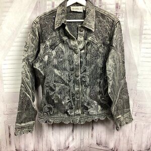 Flashback Embroidered And Lace Denim Jacket PL